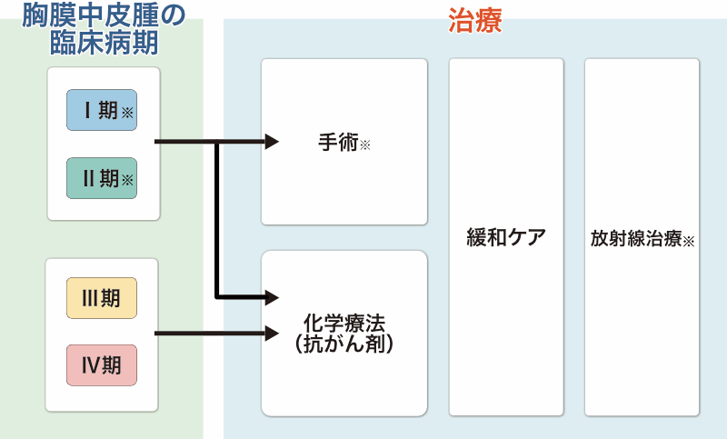 胸膜中皮腫　ステージ（病期）別治療