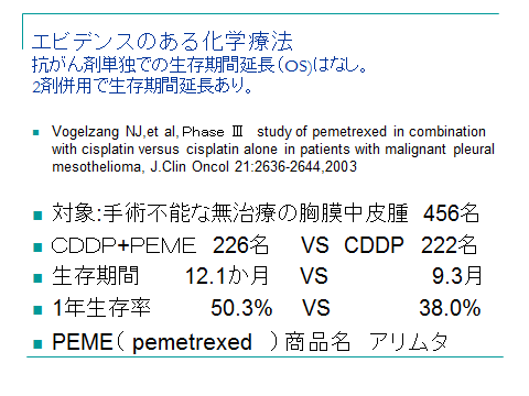 胸膜中皮腫の治療　化学療法（抗がん剤治療）について